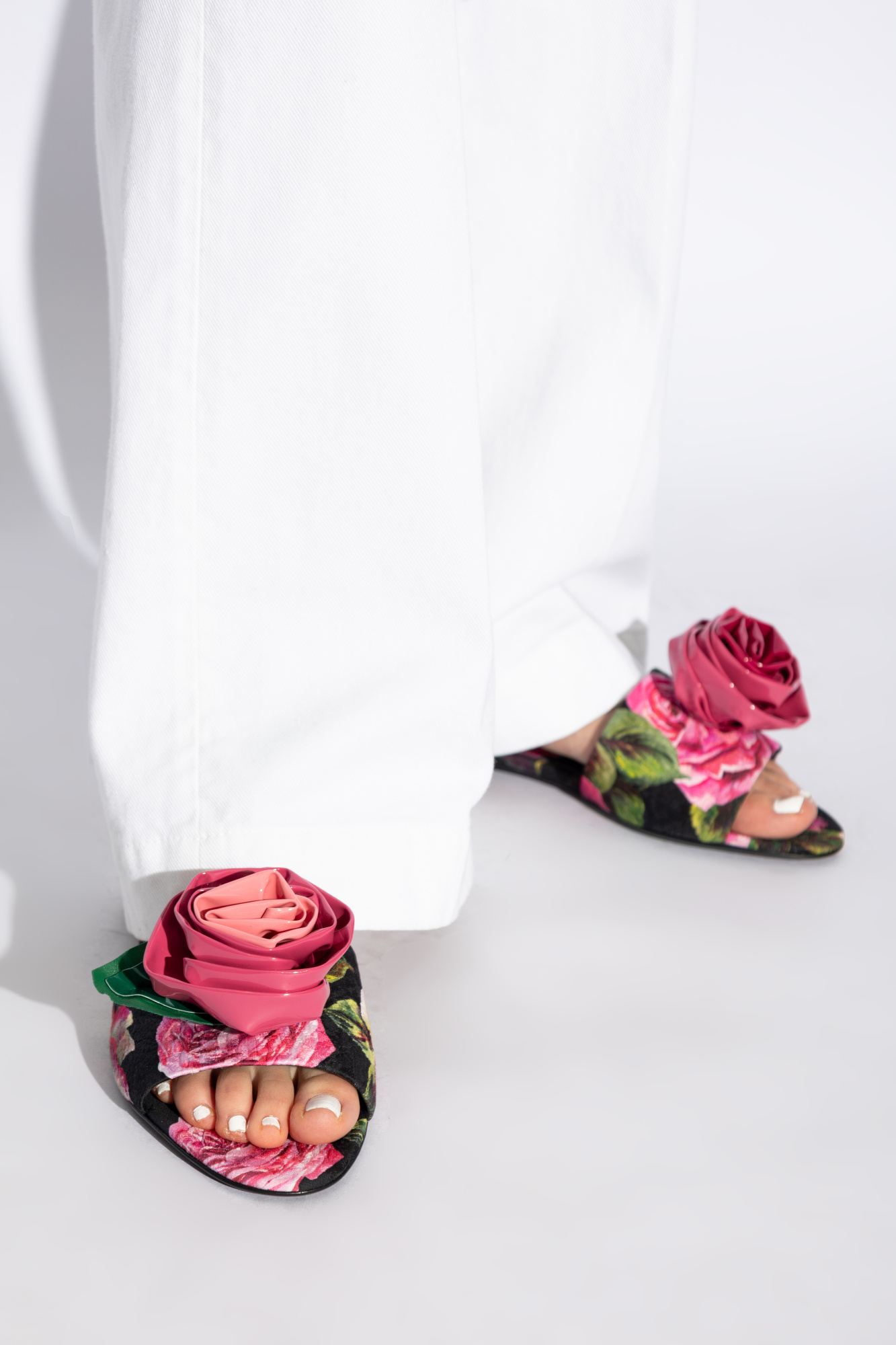 Dolce & Gabbana PINK FLORAL MOTIF SLIDES スライドサンダル Dolce & Gabbana Floral motif slides | Women's Shoes | Vitkac